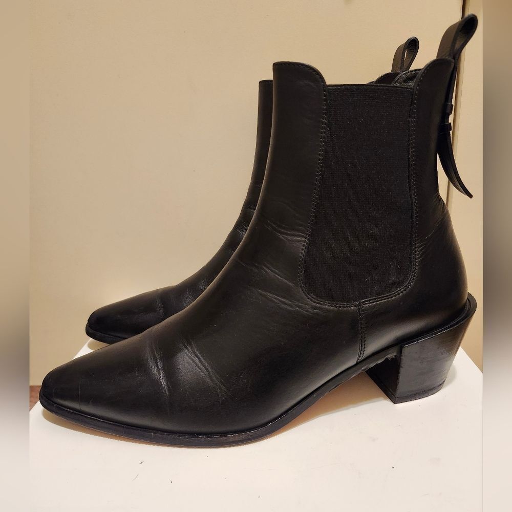 Frame "Le Lexington" Black Leather Pointy Ankle Boots Sz 8.5 US/38.5 EU Ret.$495